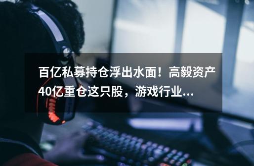 百亿私募持仓浮出水面！高毅资产40亿重仓这只股，游戏行业春天来了？来看冯柳操盘逻辑-第1张-游戏相关-七六启网